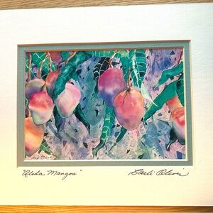 🥭Vintage 1995 Carli Oliver "Aloha Mangos" Hawaii Lithograph – Like New🥭